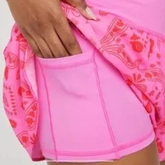 aerie Pink Paisley Print Athletic Shorts - Picture 2 of 6